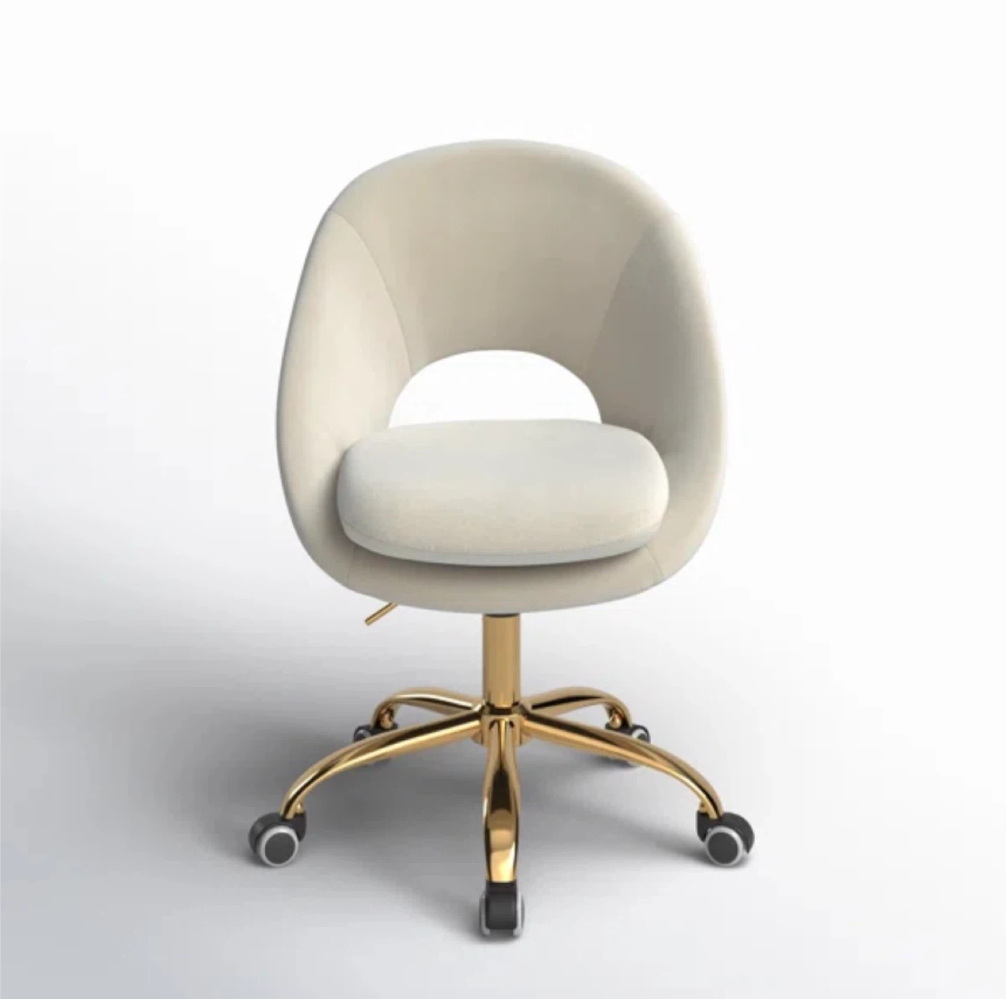 Ivory Velvet Swivel Adjustable Height Office Chair - photo 4