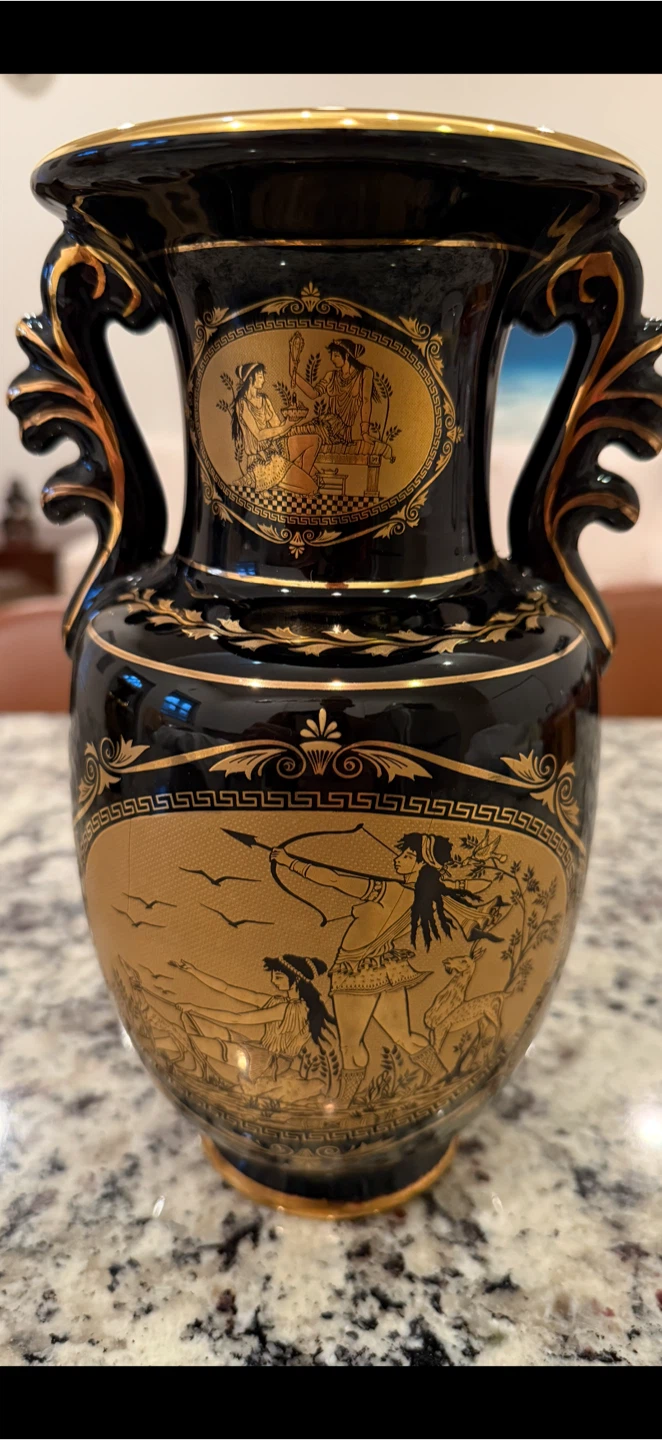 Decorative Greek vase - Hand Made in Greece 24C Gold Vase
