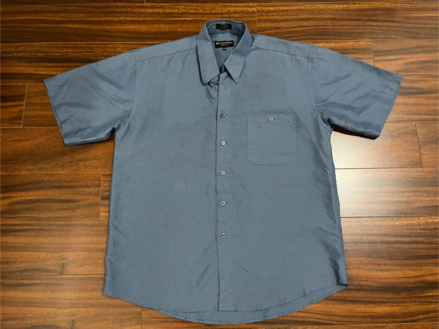 Bellissimo men’s medium short sleeve button shirt, slate blue