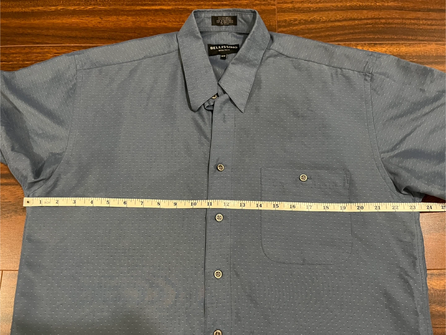 Bellissimo men’s medium short sleeve button shirt, slate blue - photo 4