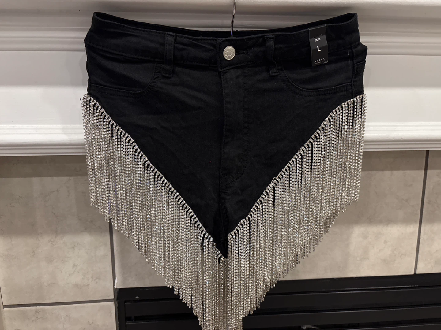 AKIRA Black Fringe Shorts - Size L