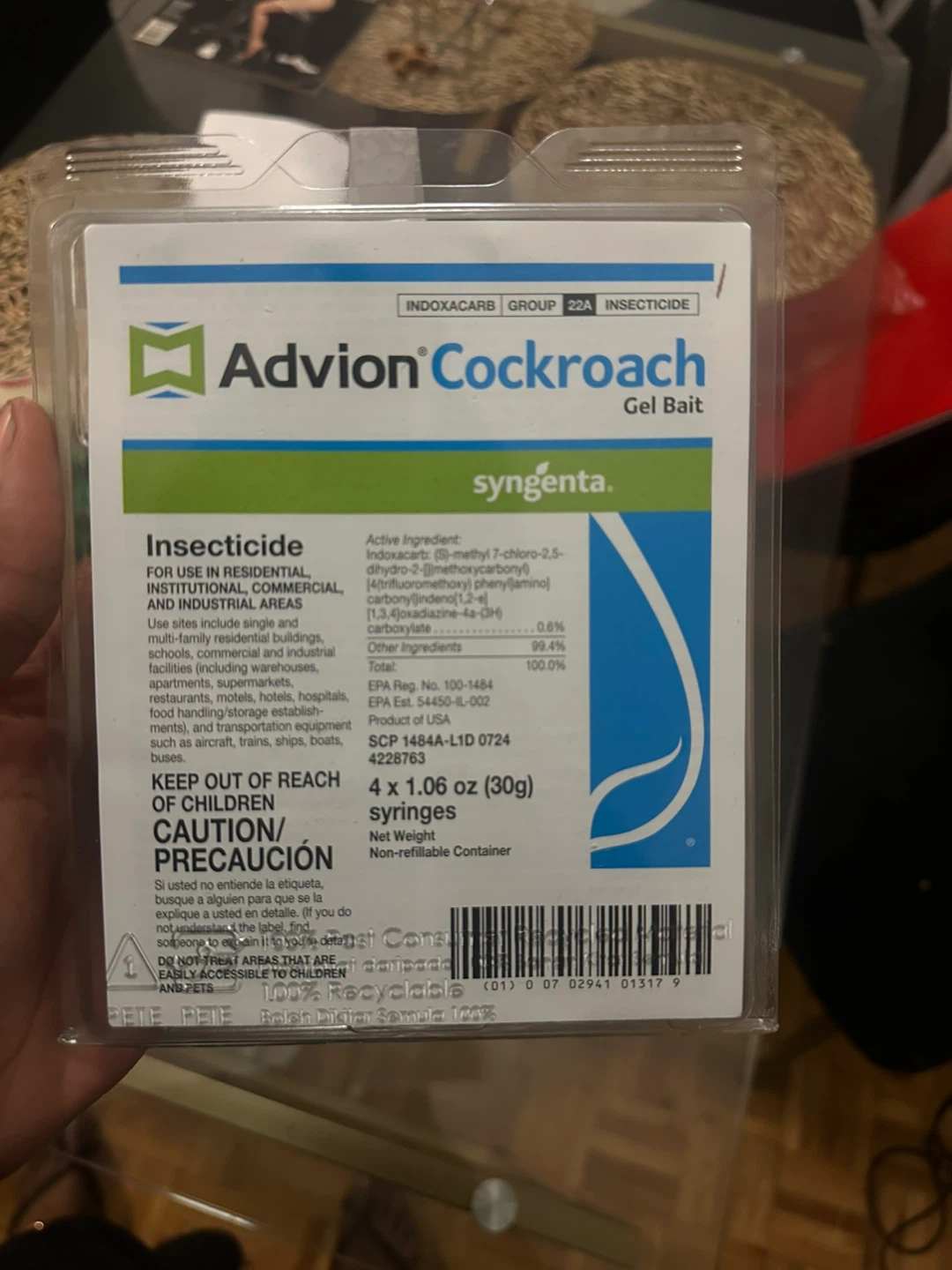 Advion Cockroach Gel Bait, 4 tube