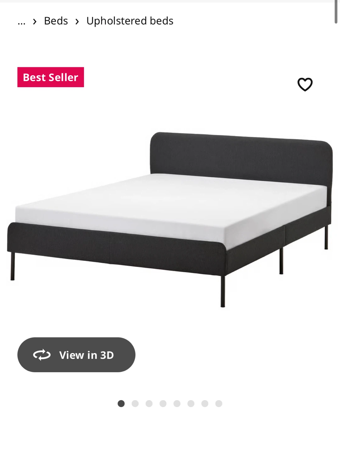 Dark grey full size bed frame