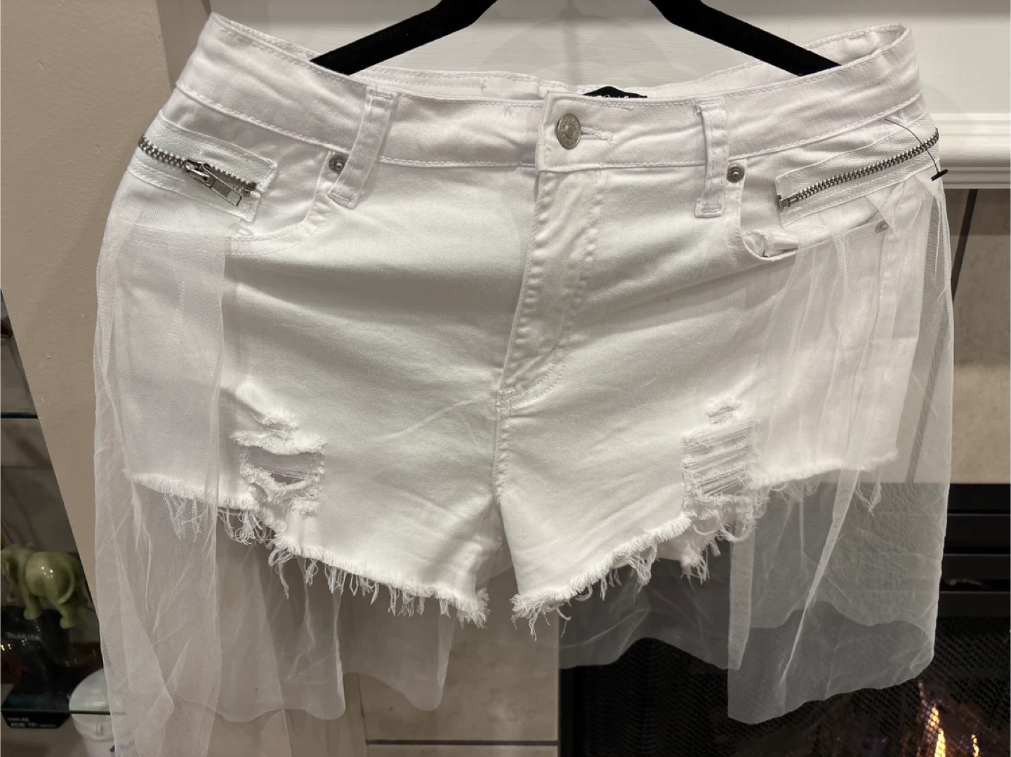 Akira White Denim & Tulle Shorts - photo 3