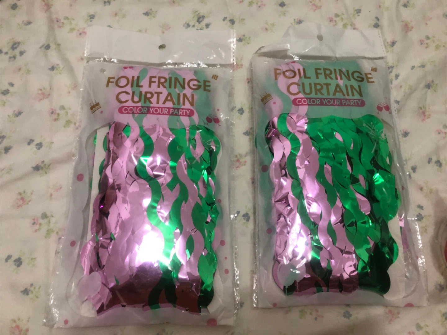 NEW-Foil Fringe Curtain - Pink & Green, Party Decor - photo 3