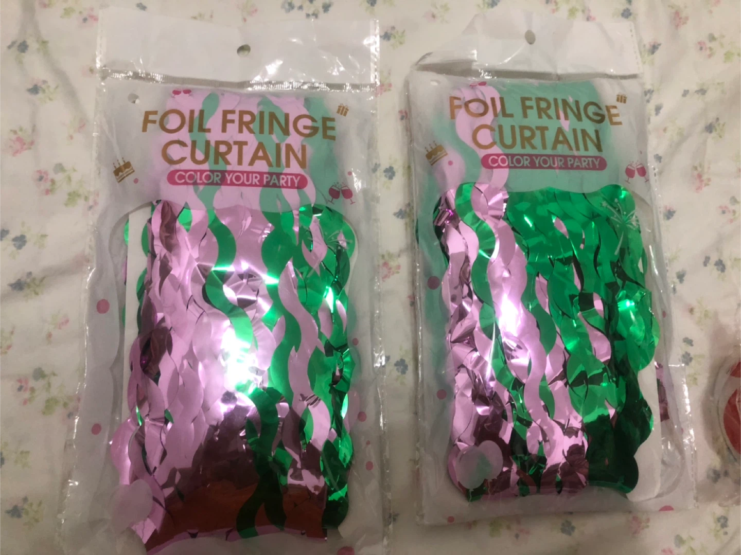NEW-Foil Fringe Curtain - Pink & Green, Party Decor - photo 4