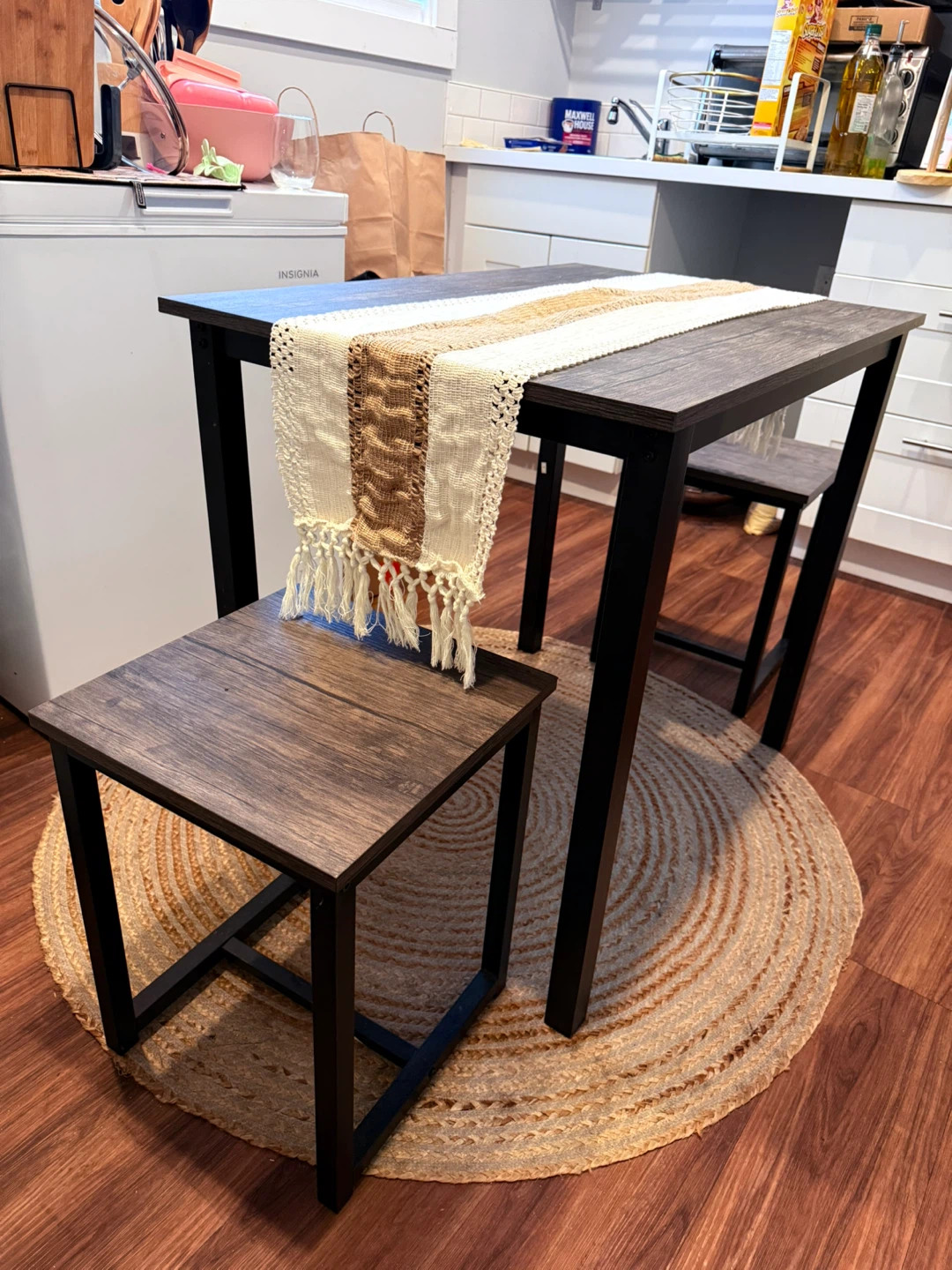 Dining Table Set with Two Stools