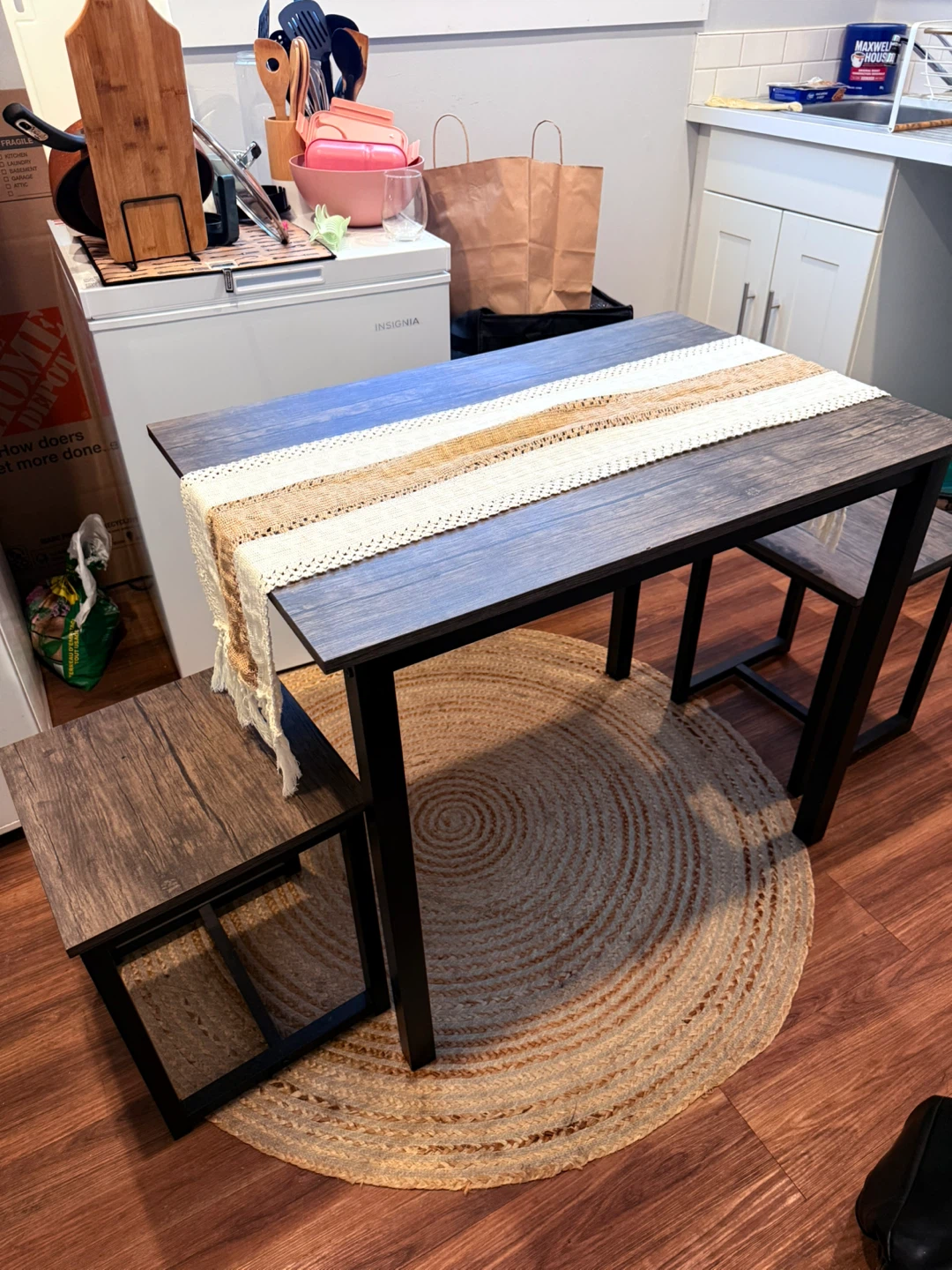 Dining Table Set with Two Stools - photo 2