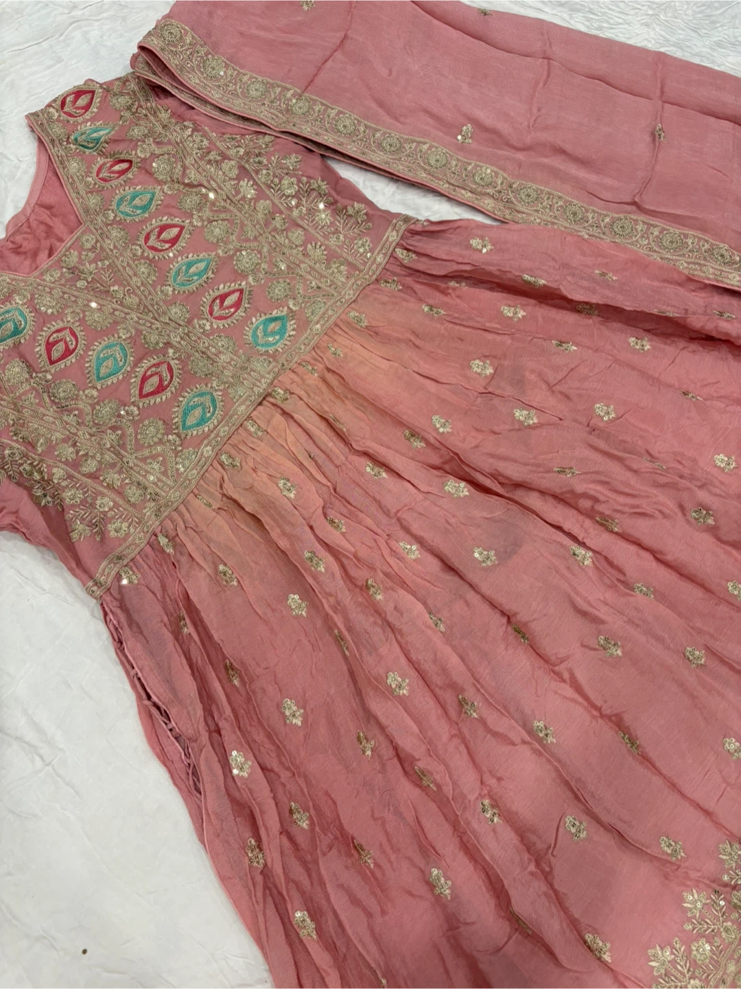 Baby pink Embroidered palazzo Suit Set - photo 2