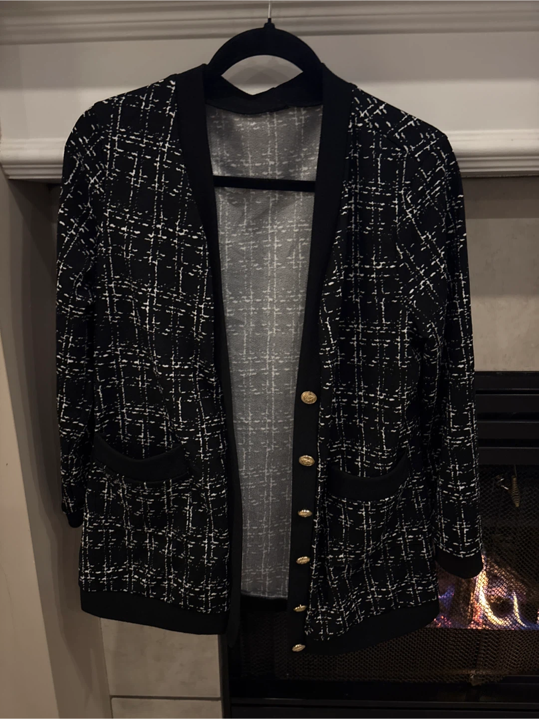 Tweed Cardigan - Black & White