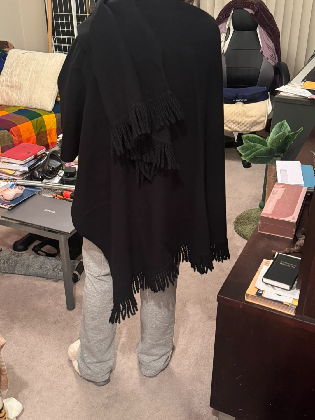 Holt Renfrew Black Fringe Poncho - photo 3