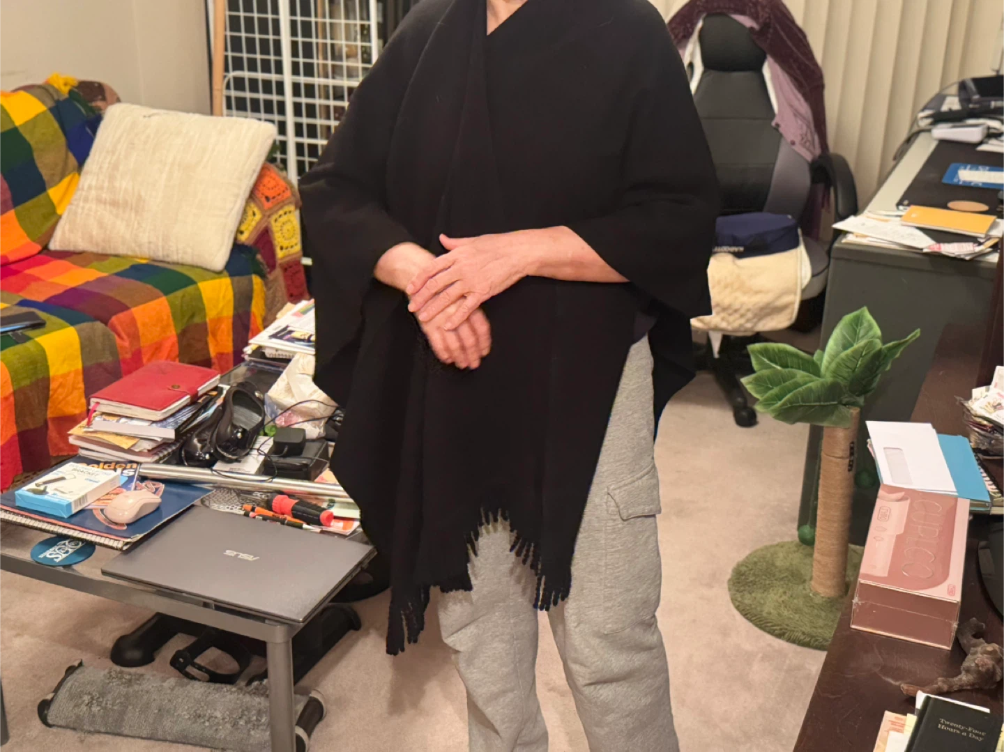 Holt Renfrew Black Fringe Poncho