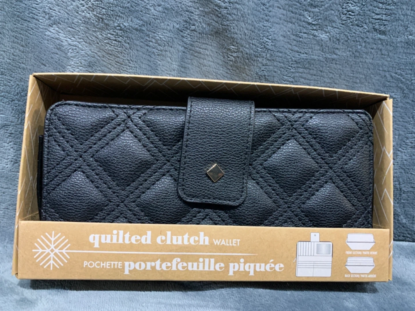 Quilted Clutch Wallet - Black