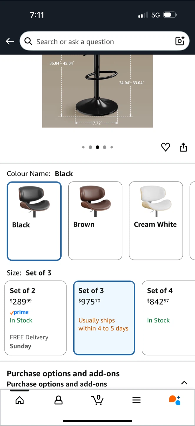 Aowos Bar Stools Set of 3 - grey - photo 5
