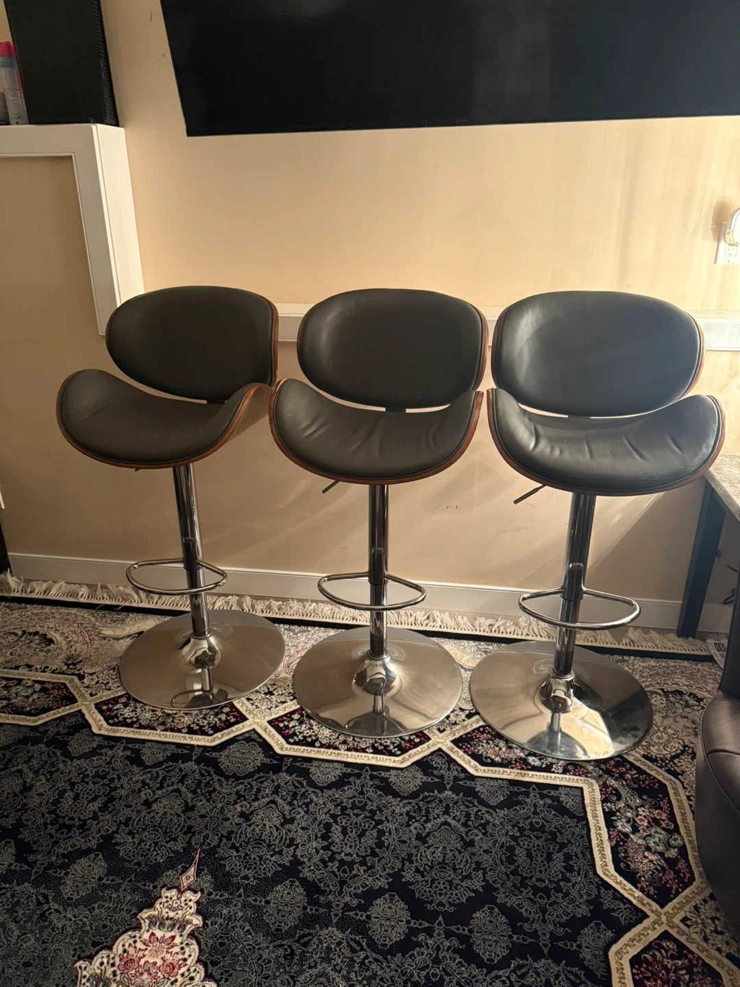 Aowos Bar Stools Set of 3 - grey