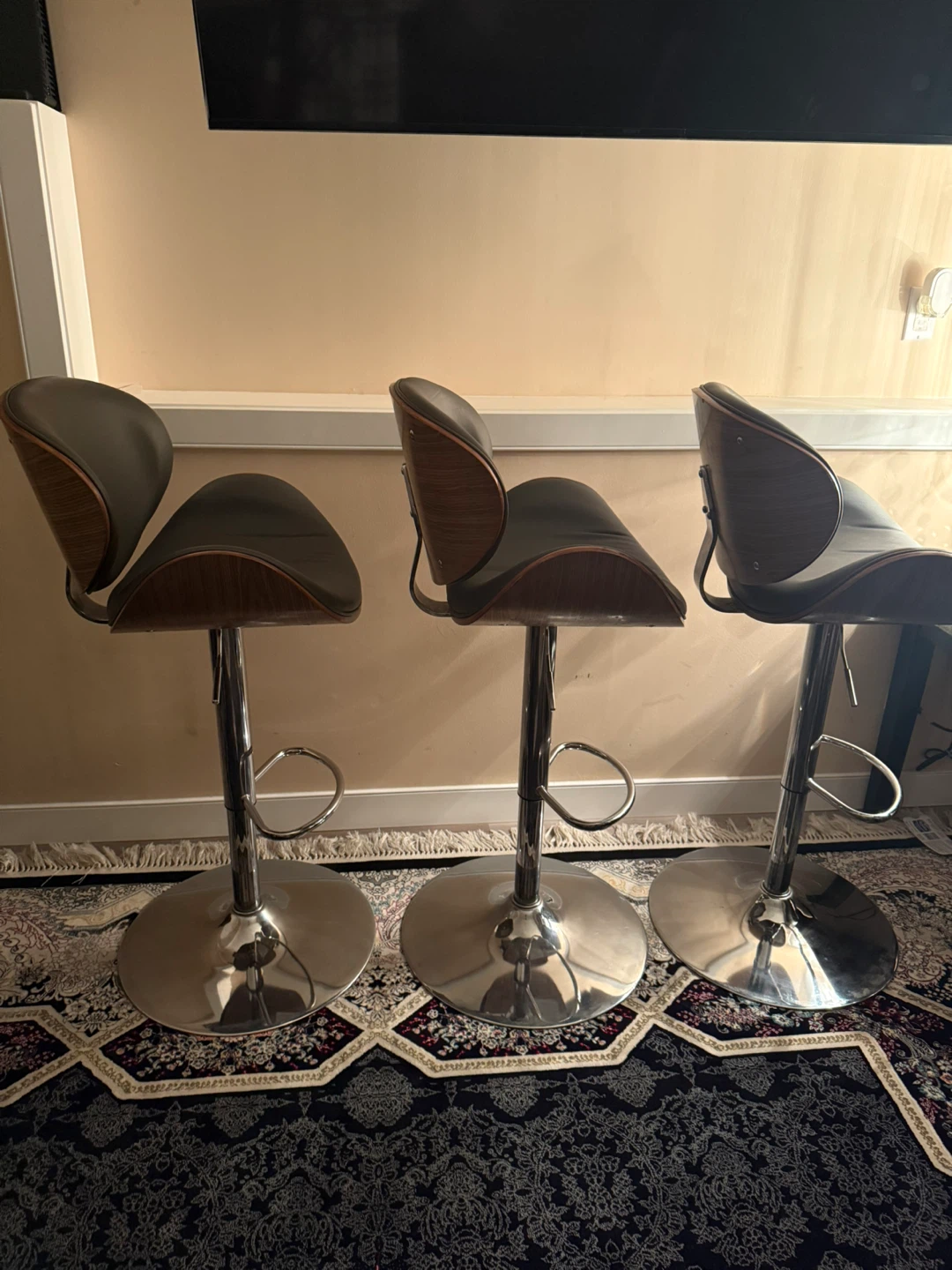 Aowos Bar Stools Set of 3 - grey - photo 2