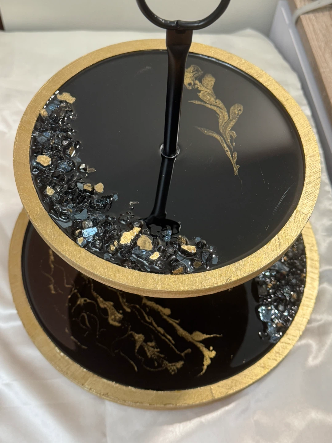 Two-Tier Black & Gold Decorative Tray - photo 3