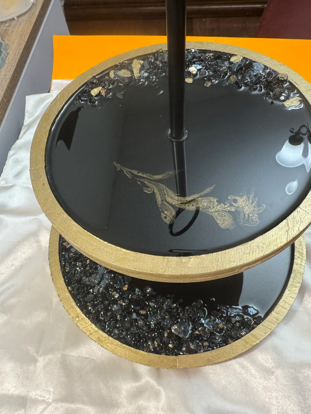 Two-Tier Black & Gold Decorative Tray - photo 2