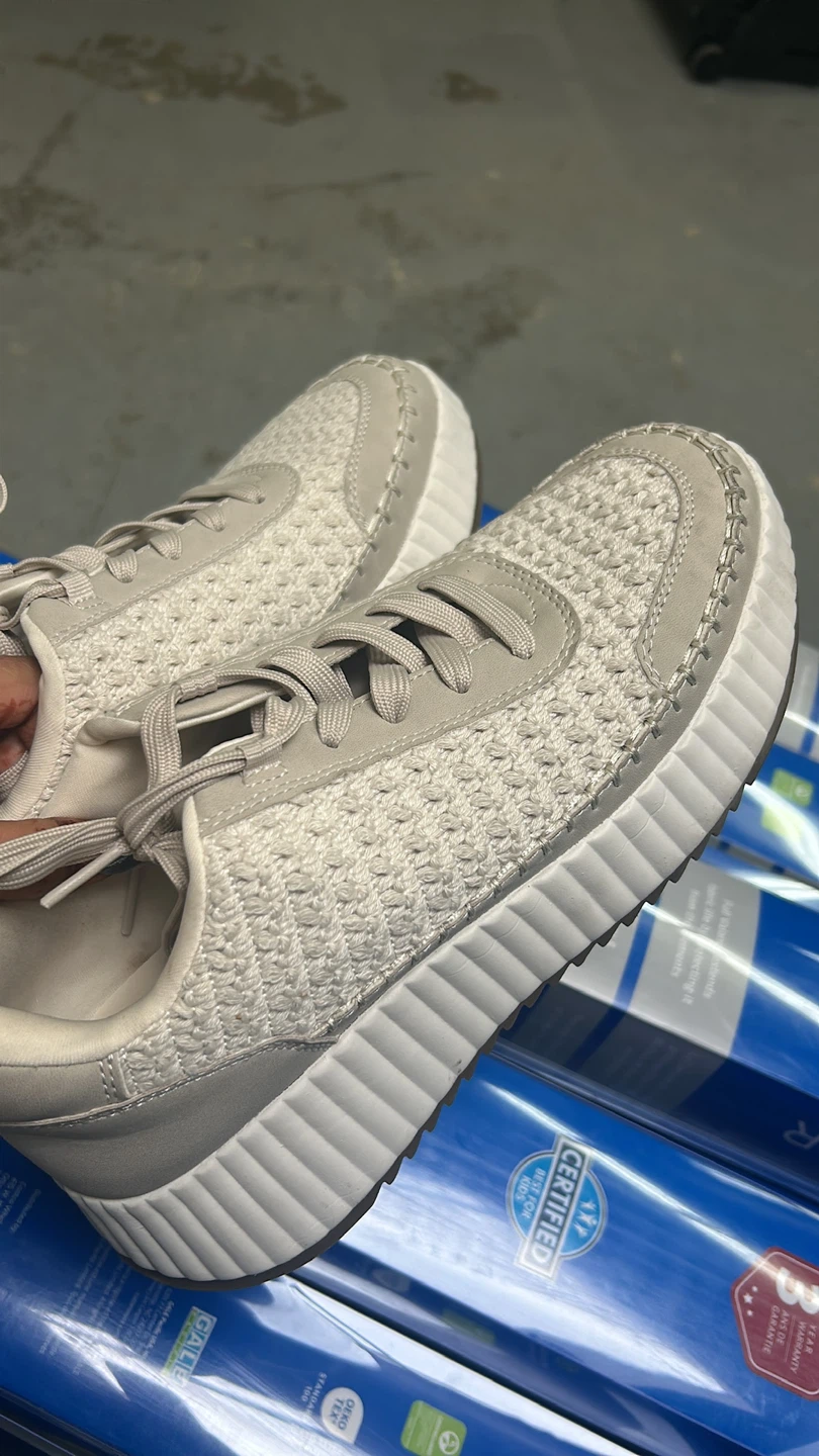 Beige Knit Sneakers