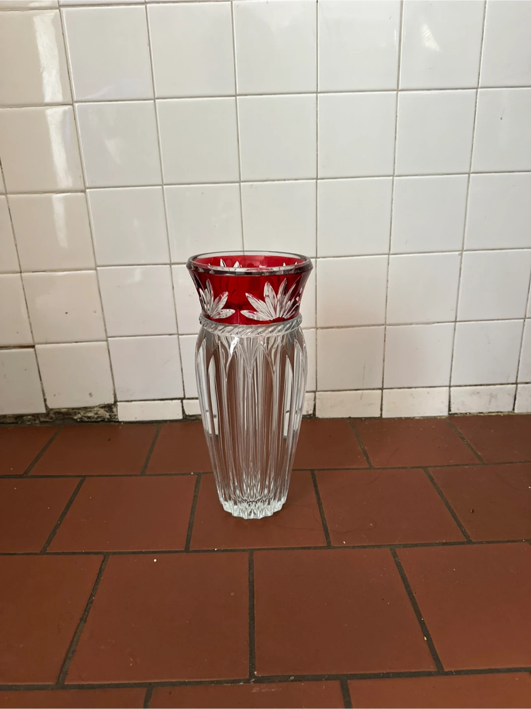 Mikasa Corinth Ruby cased crystal glass vase
