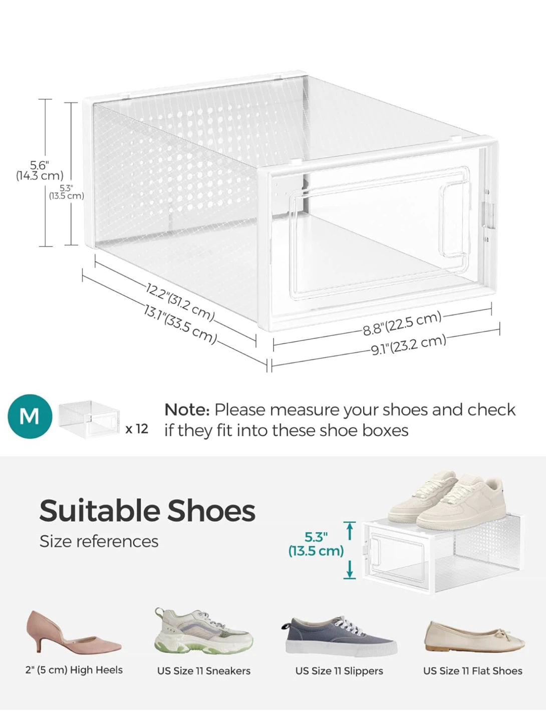 SONGMICS Shoe Box Clear Plastic (Set of 12) - photo 2