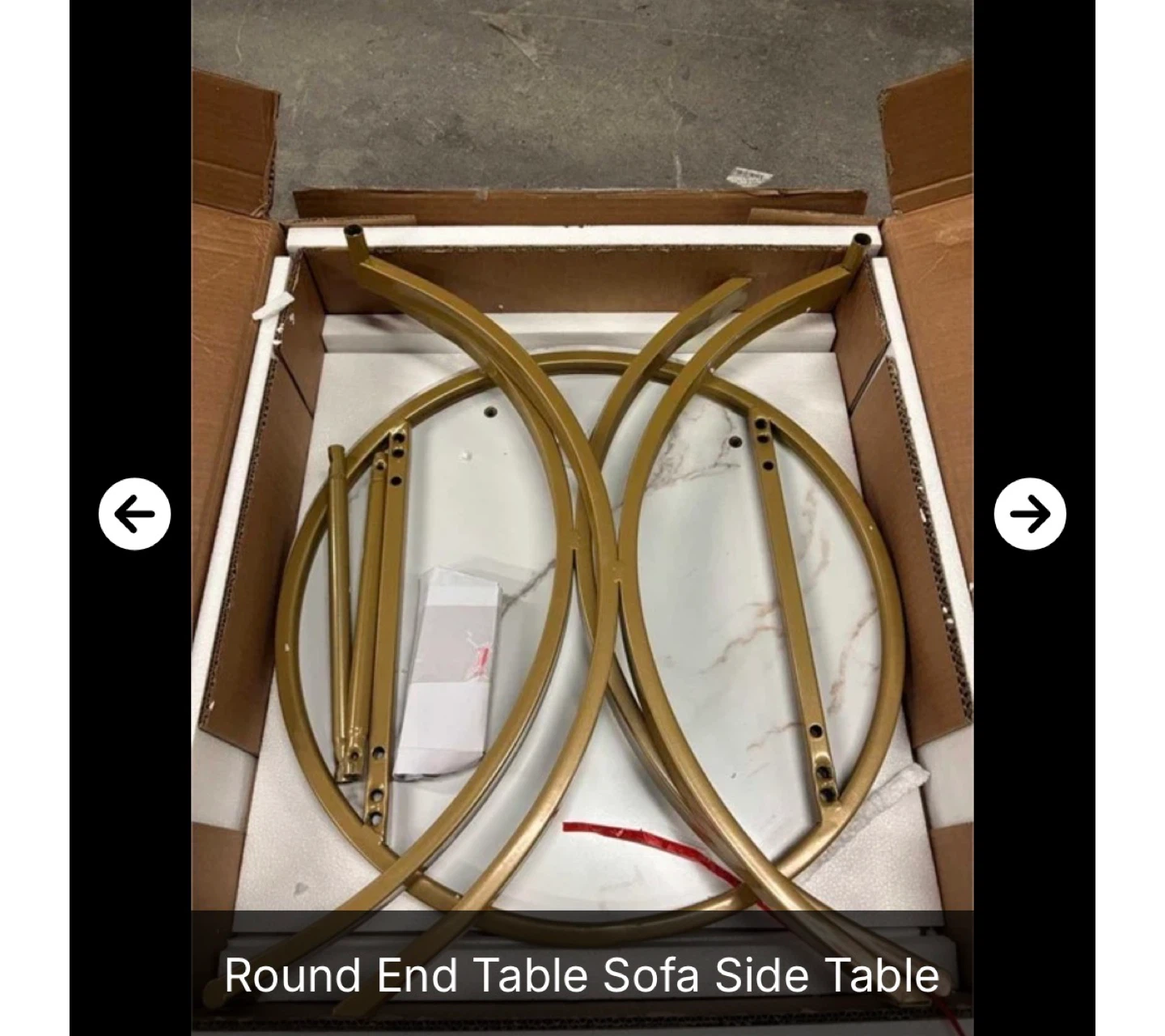 Round End Table Sofa Side Table - Gold/White - photo 3