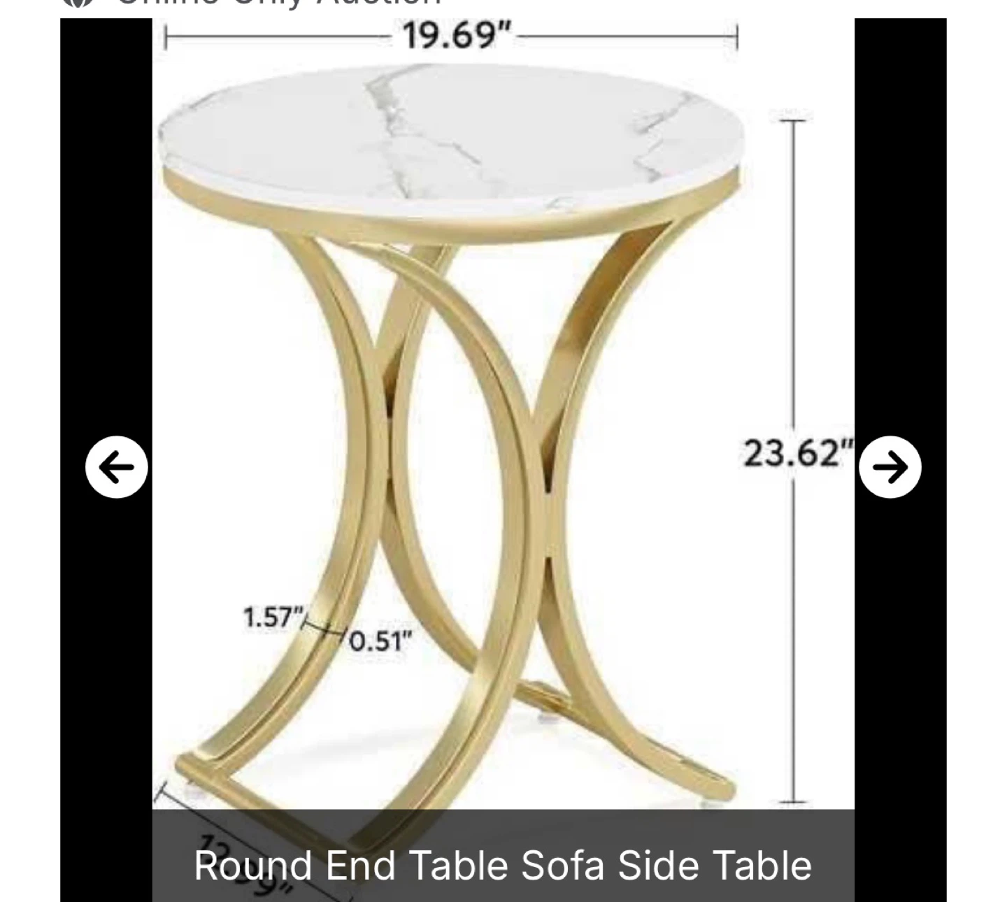 Round End Table Sofa Side Table - Gold/White - photo 2