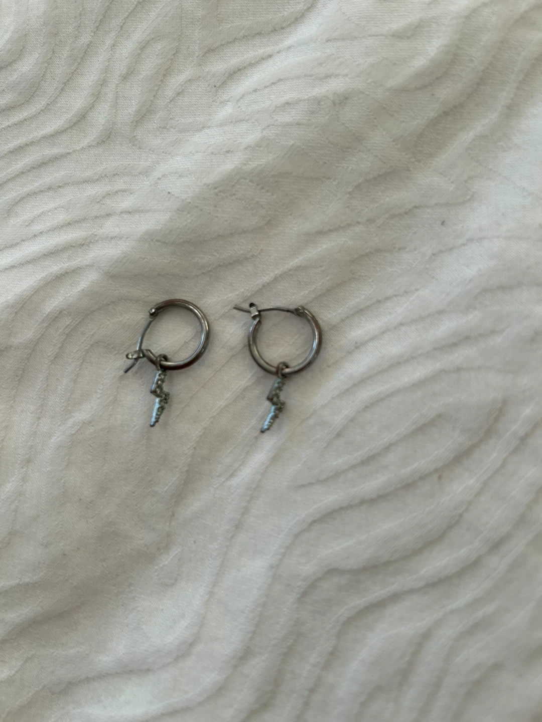 Lightning Bolt Dangle Hoop Earrings