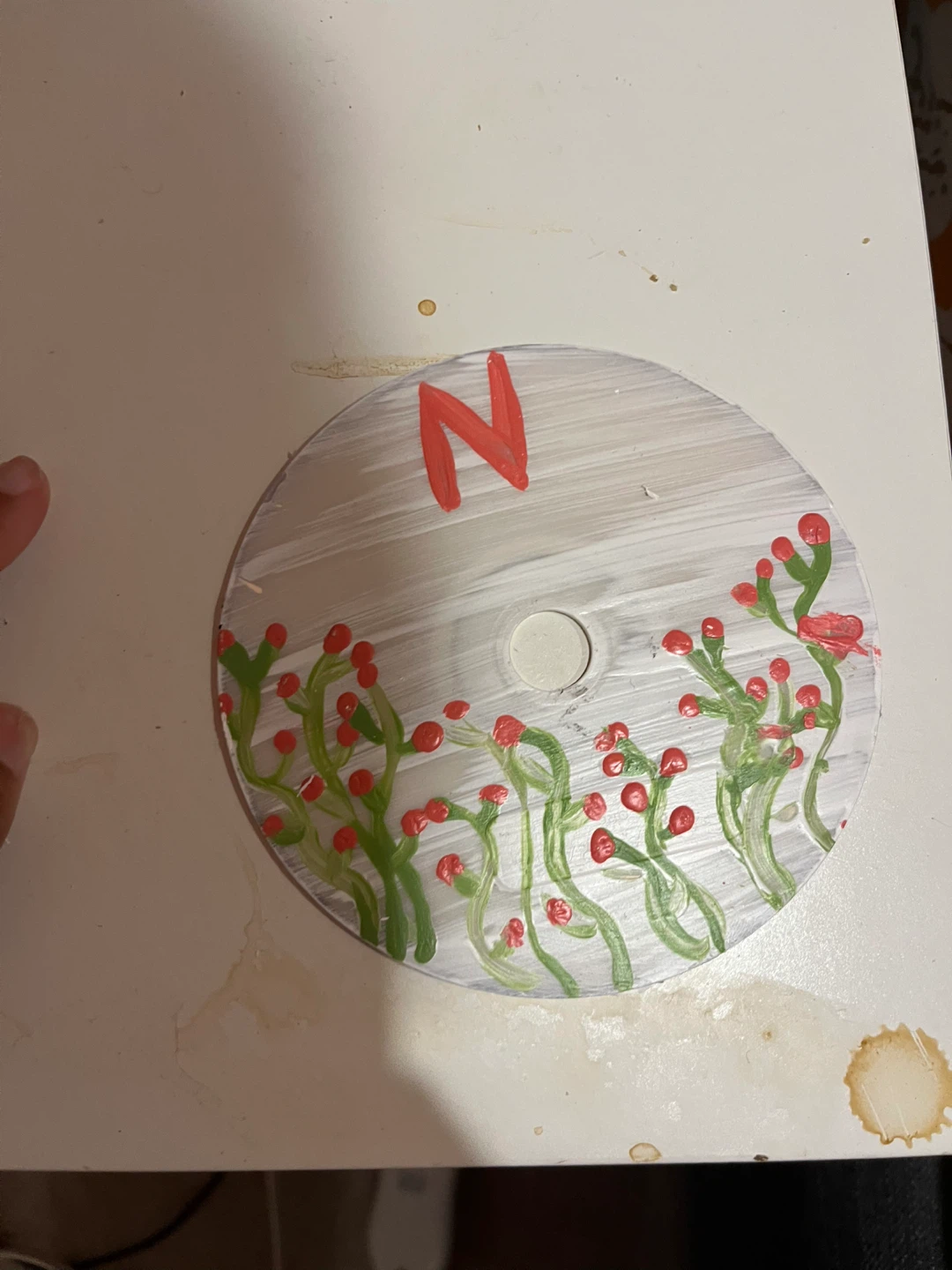 Hand painted letter coaster N