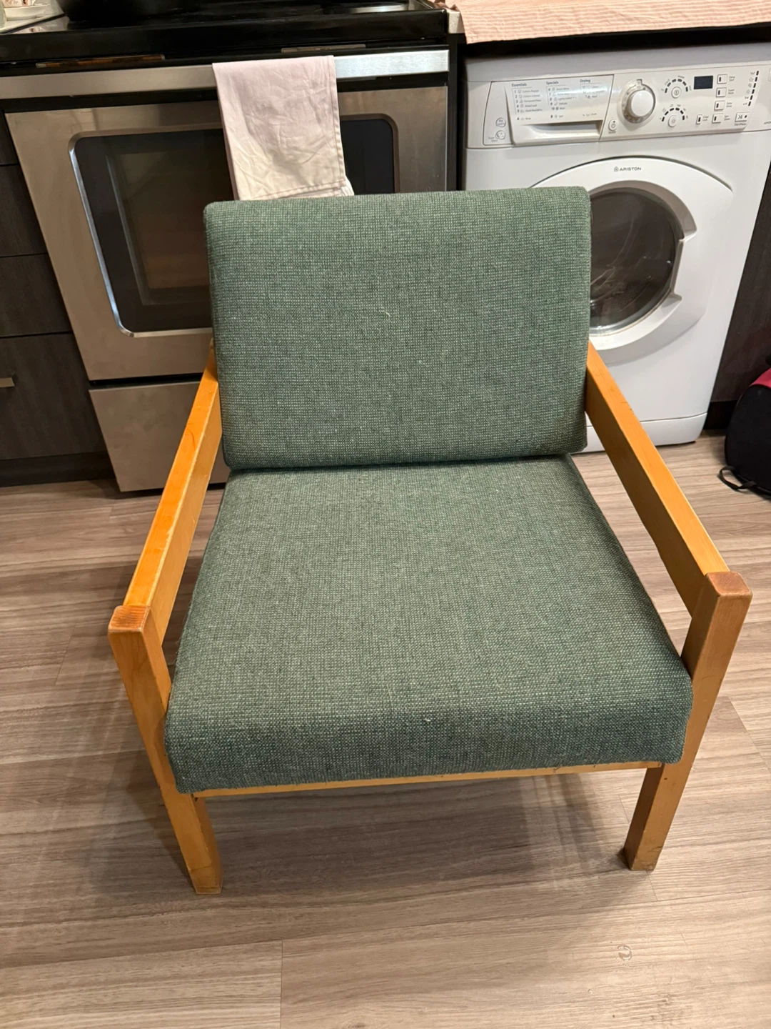 Green Armchair - Wood Frame