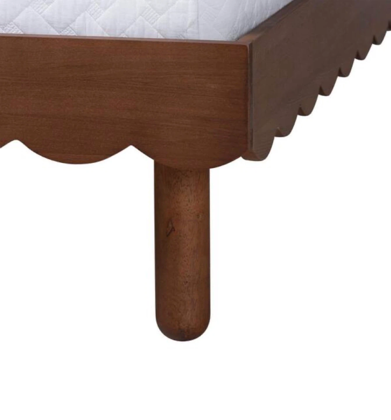 Queen Size Brown Scalloped Bed Frame - photo 5