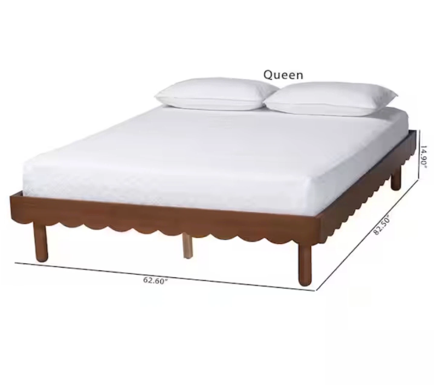 Queen Size Brown Scalloped Bed Frame - photo 3