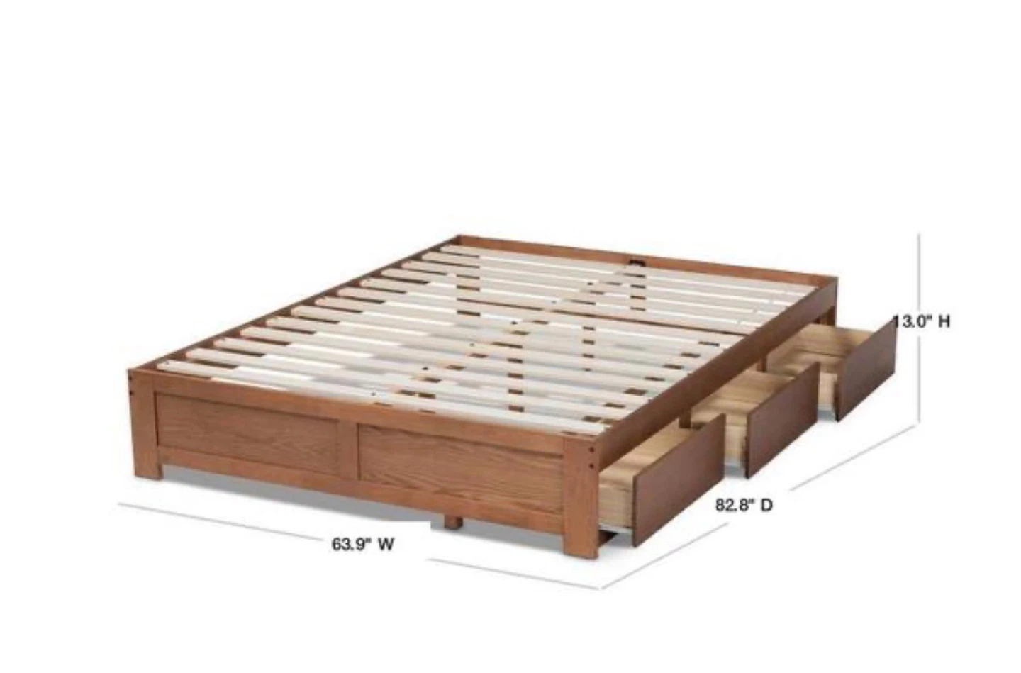 Queen Size Platform Bed Frame with Storage Drawers - photo 3