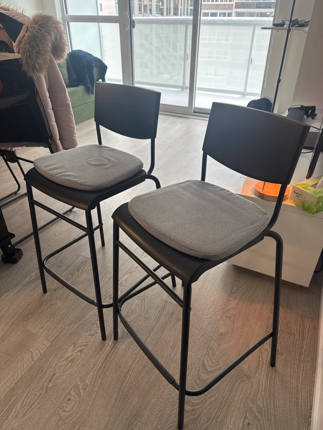 Ikea Franklin Bar Stool with Backrest - Black