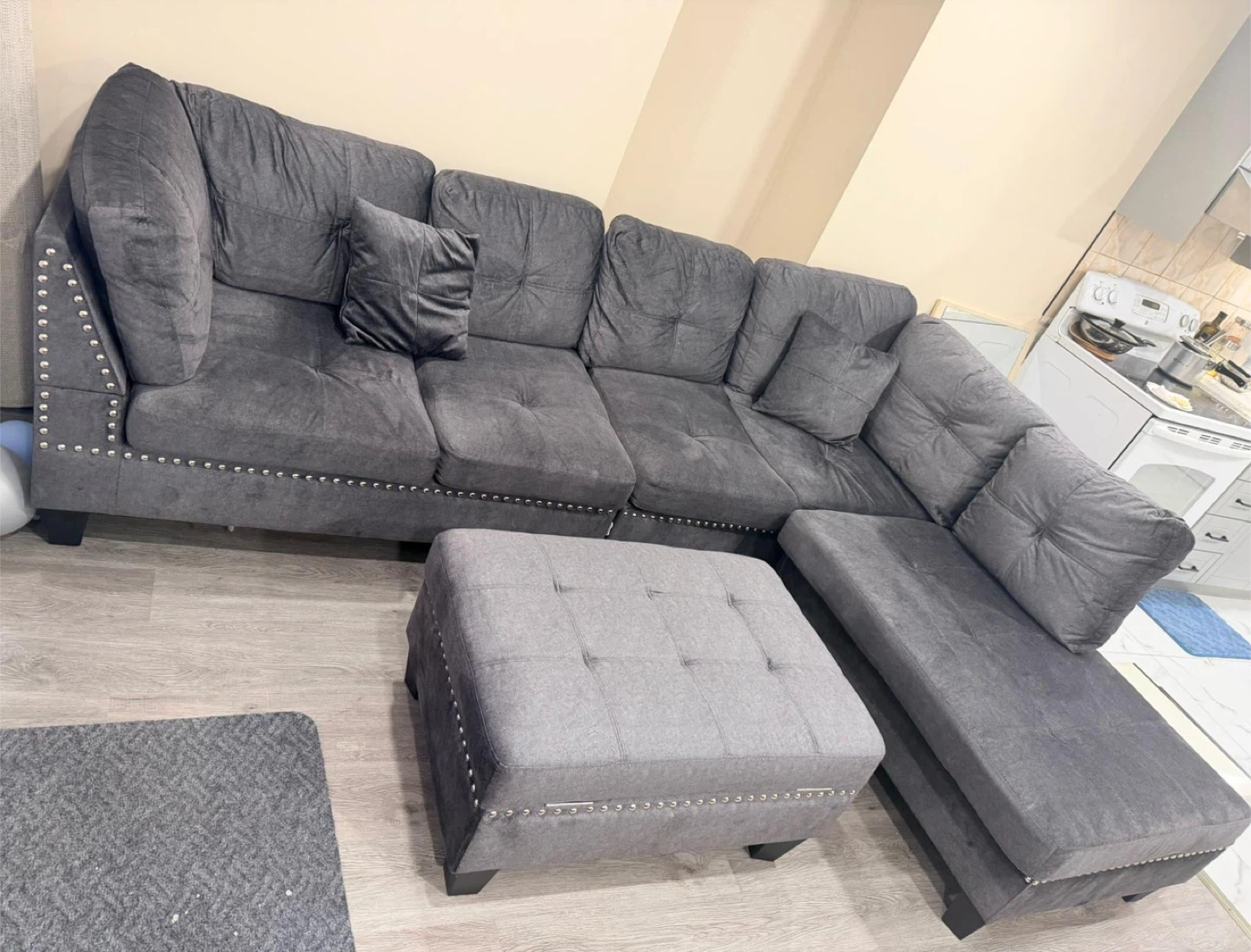 Grey Sectional Sofa with Ottoman - photo 4