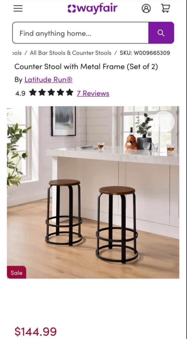 New Set of 2 Counter Height Stools Chairs - photo 2