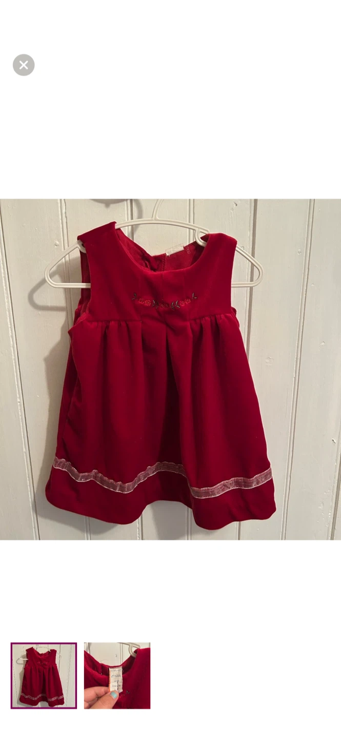 Vintage Red Velvet Dress - 12 Months