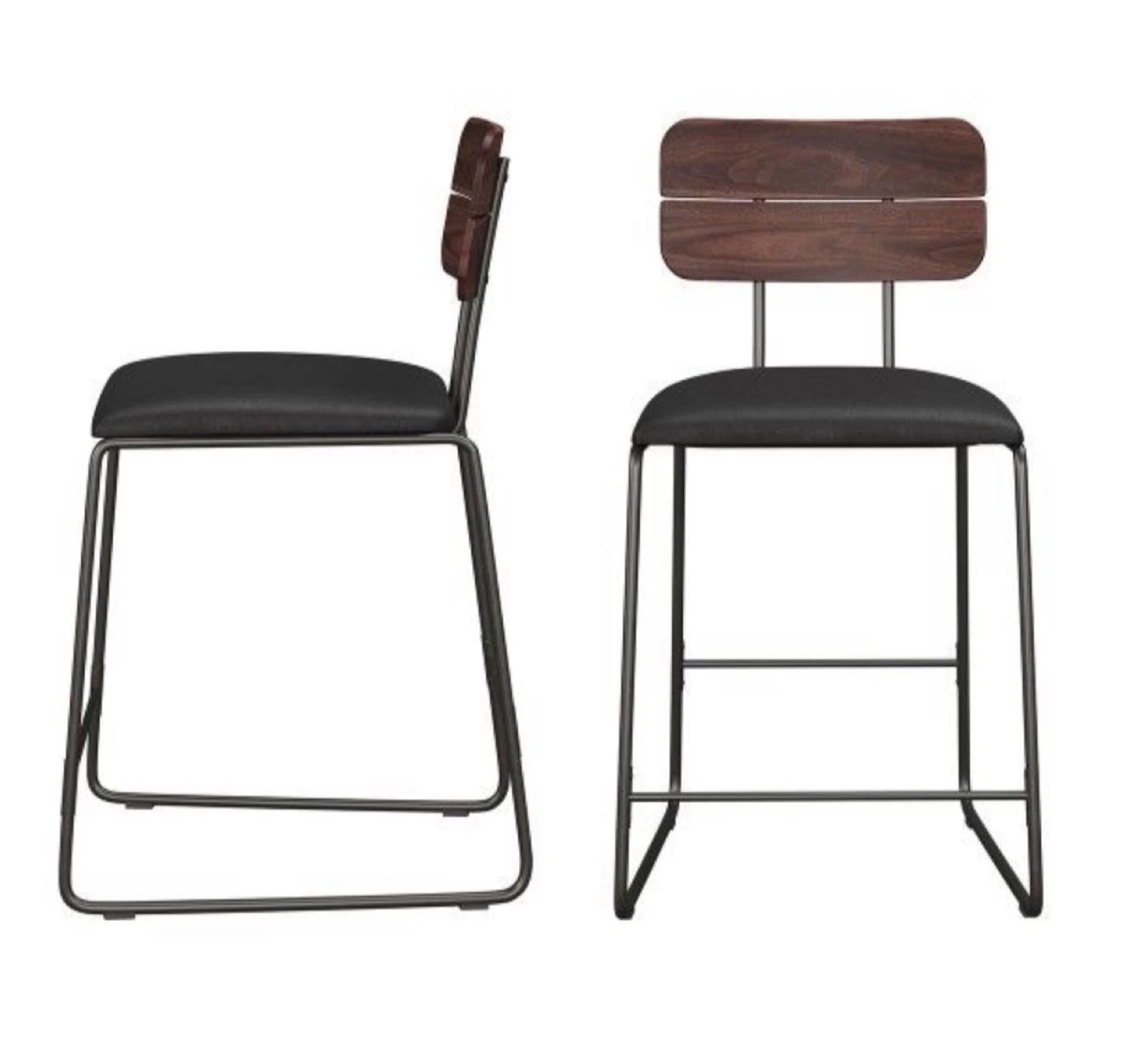 Black Faux Leather Counter Stool - photo 3