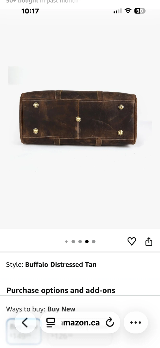Distressed Tan Leather Duffle Bag - photo 4