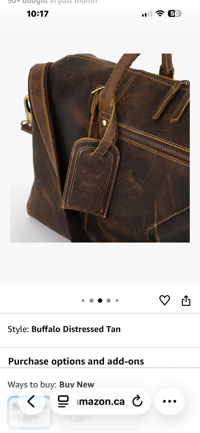 Distressed Tan Leather Duffle Bag - photo 5