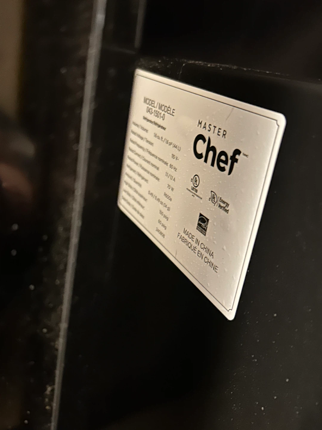 Master Chef Mini Fridge - Black - photo 5