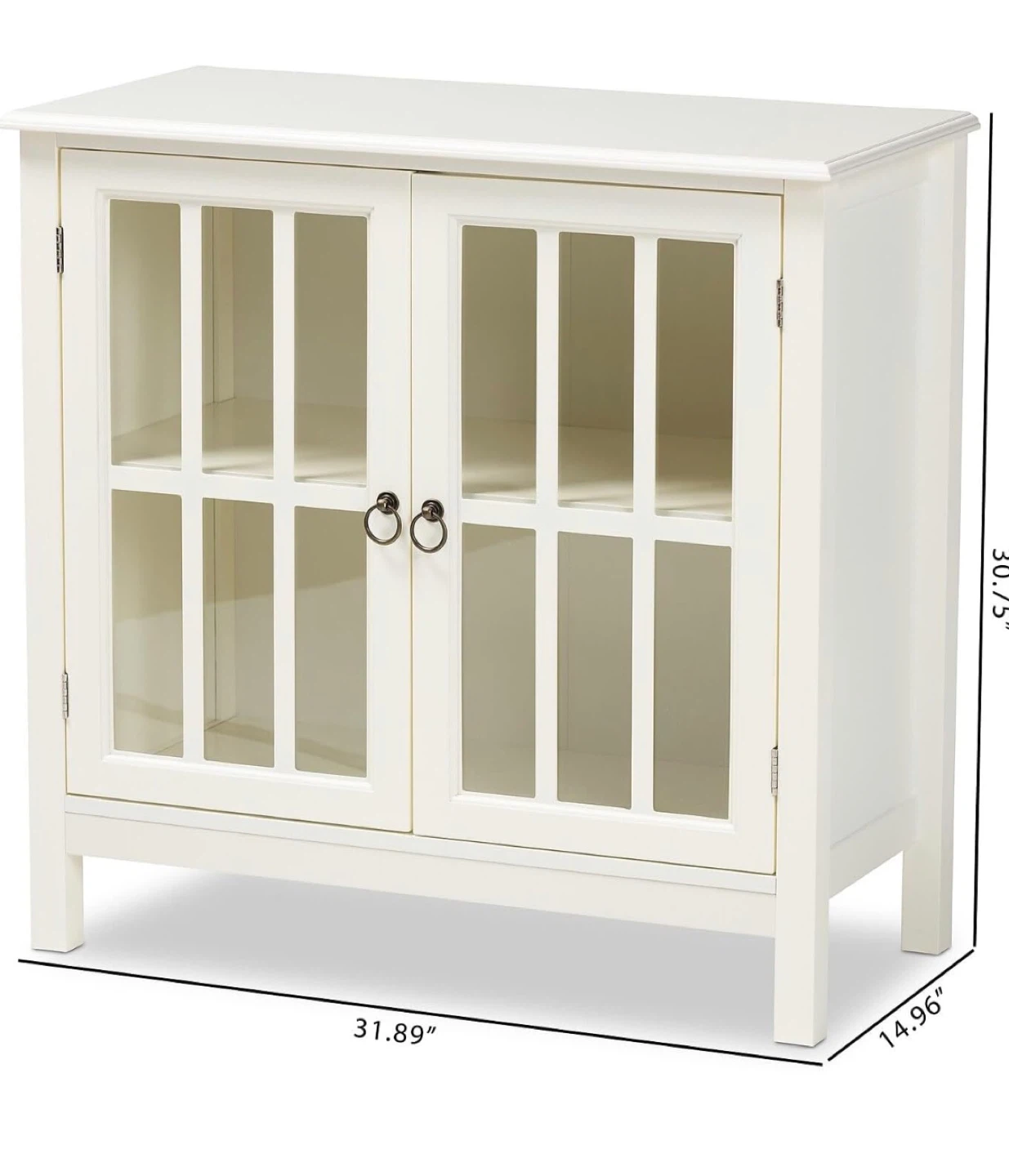 White Accent Cabinet with Glass Doors - photo 2