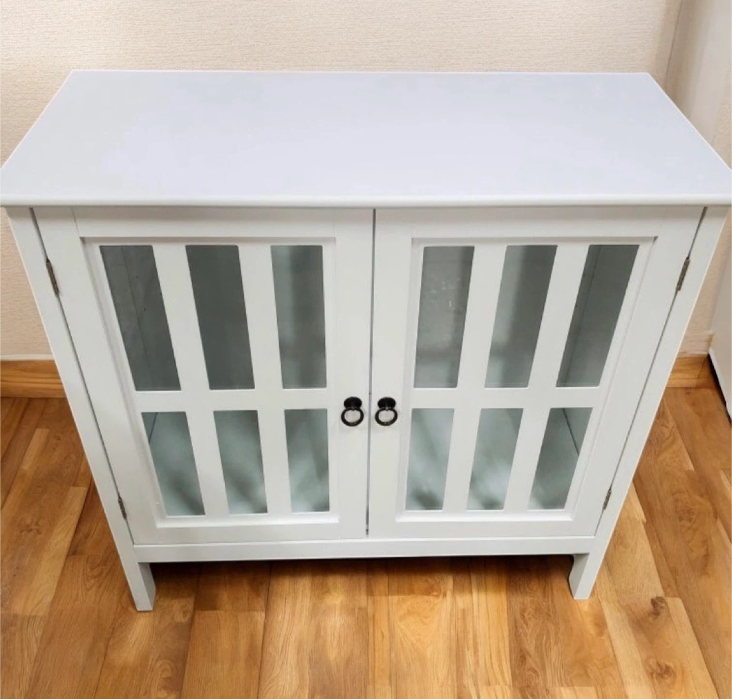 White Accent Cabinet with Glass Doors