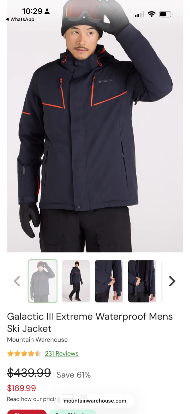 Mountain Warehouse Galactic III Extreme Waterproof Ski Jacket S