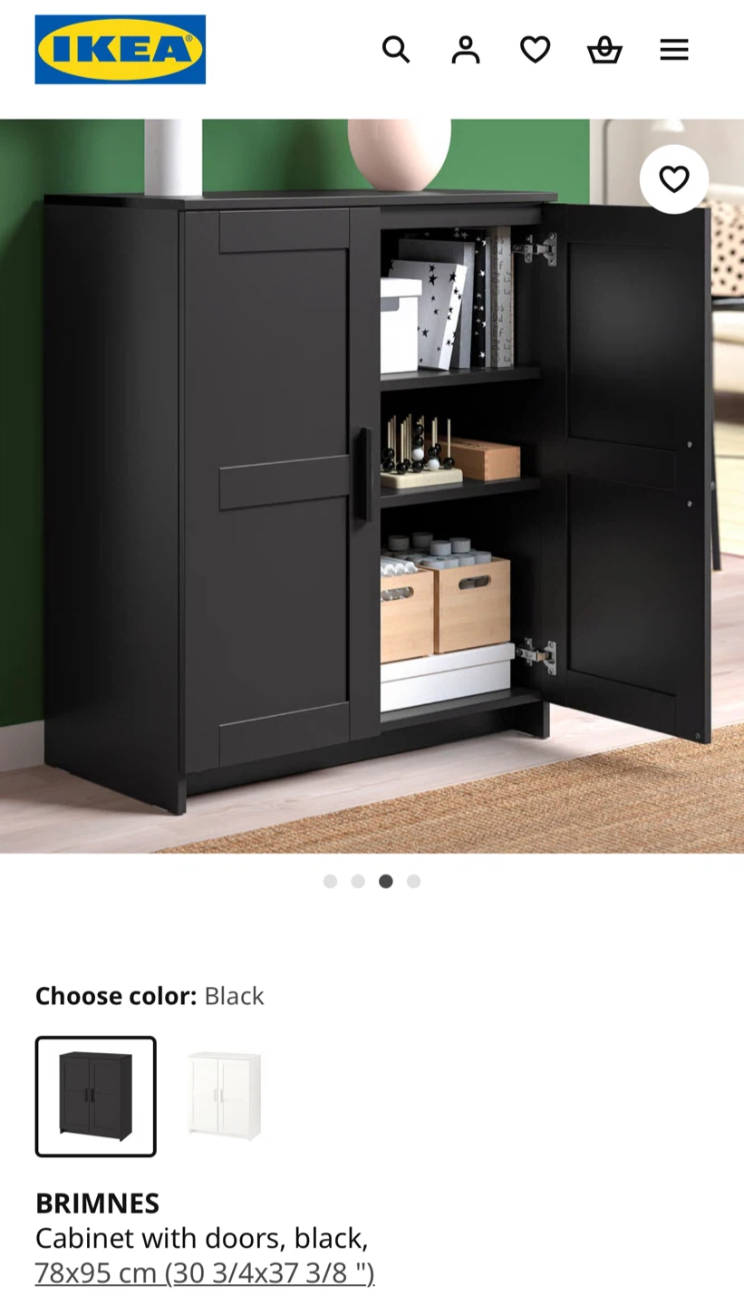 IKEA Brimnes Black Cabinet with Doors - photo 4