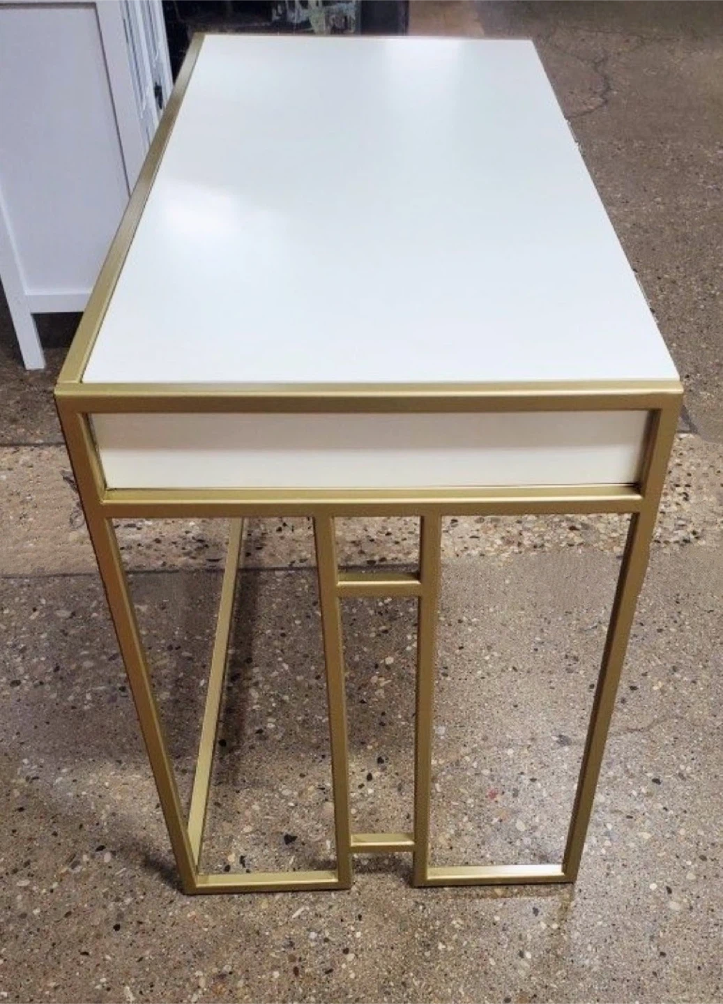 White & Gold Accent Computer Writing Desk - photo 2
