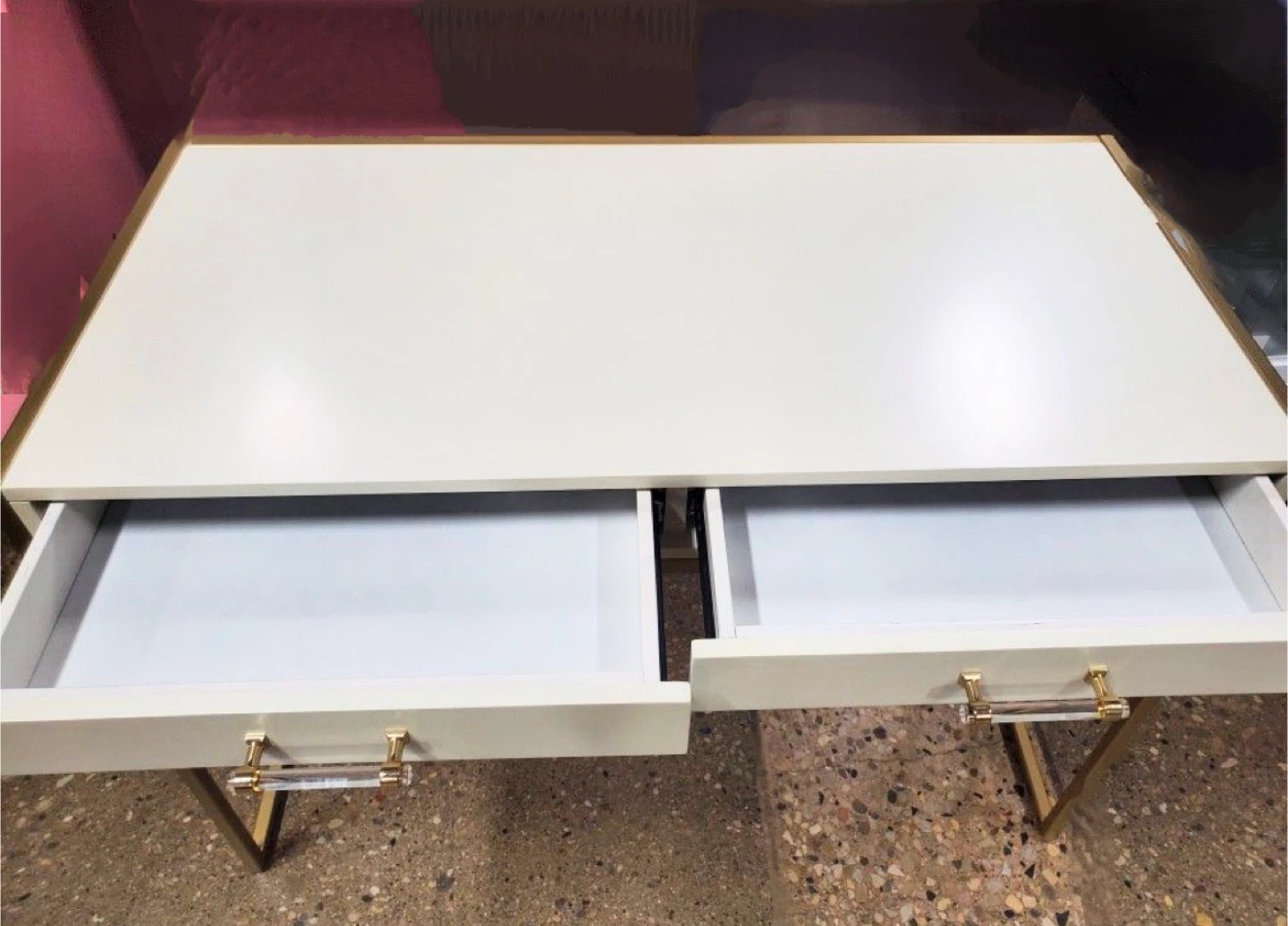 White & Gold Accent Computer Writing Desk - photo 3