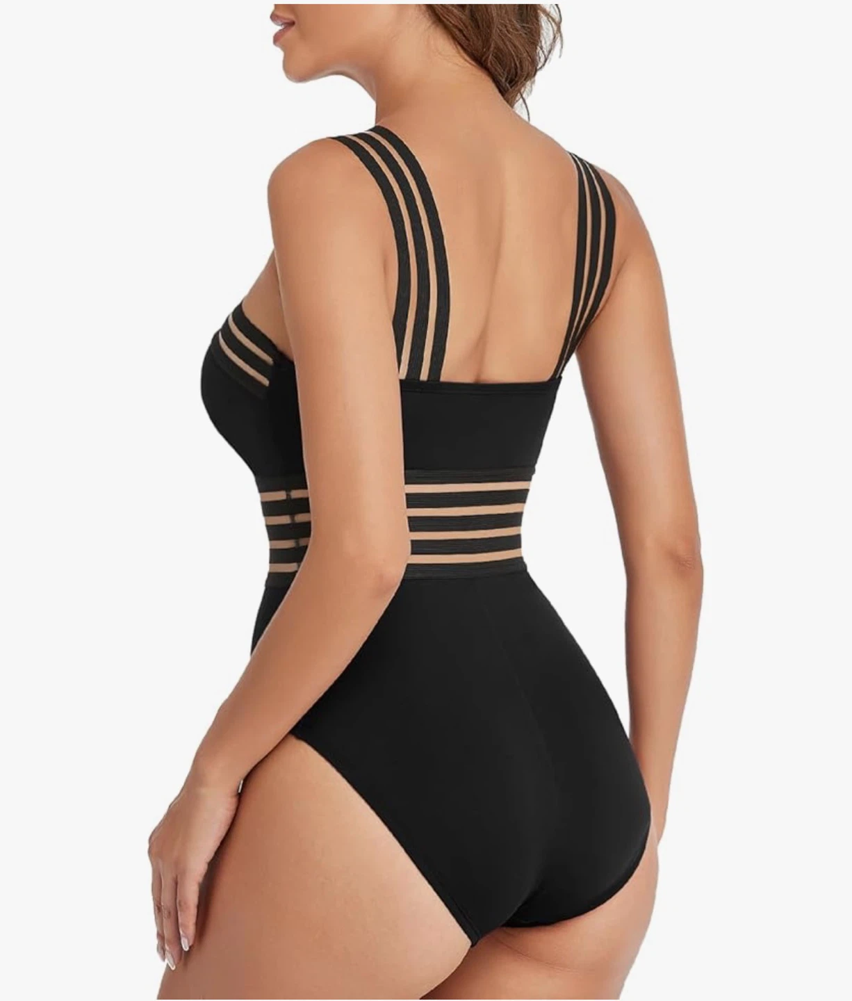 Black One-Piece Swimsuit - Striped Detail - photo 5