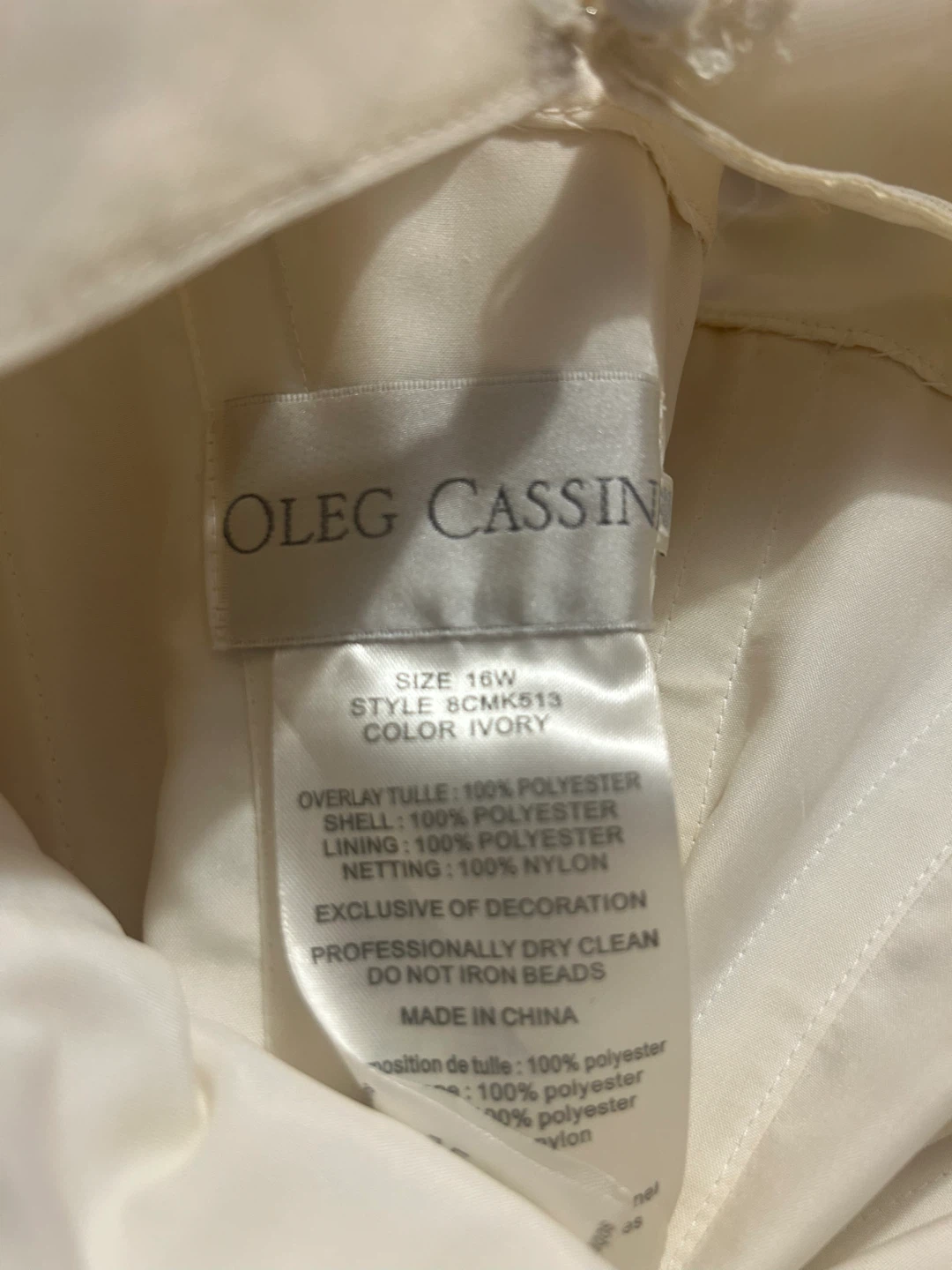 Oleg Cassini Ivory Dress - Size 16W - photo 3