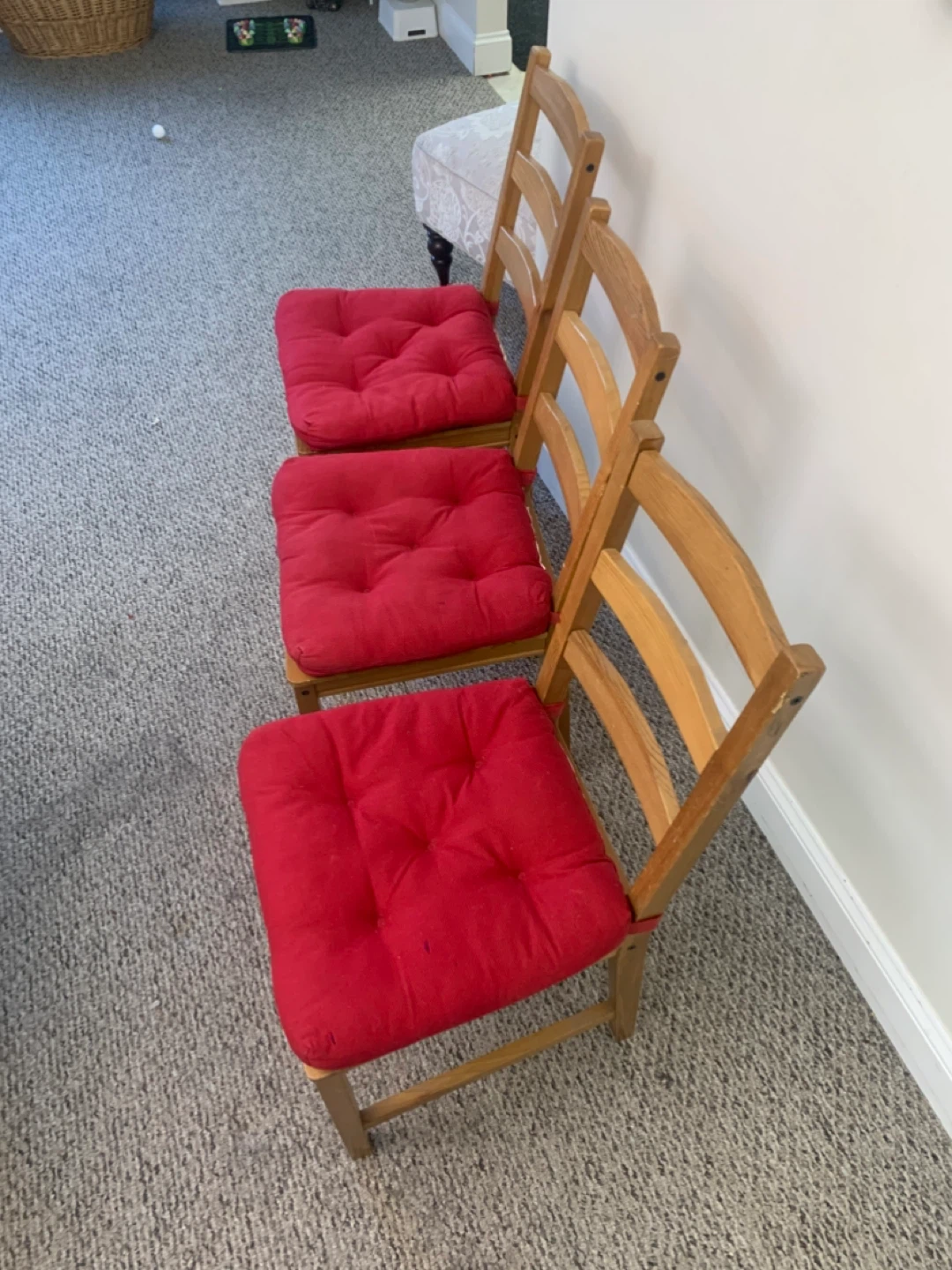Wood Chairs - Furniture - 3 Wooden Chair with Red Cushions - photo 4